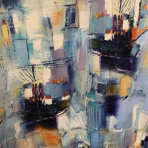 Coco Y Club Blue Artsy Abstract Print Sleeveless Scoop-Neck Coverup Dress Size S - Picture 5 of 10